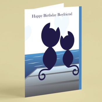 Cute cat silhouette Boyfriend birthday card