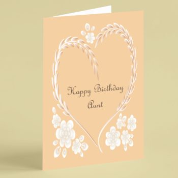 Barley heart and flowers Aunt birthday card